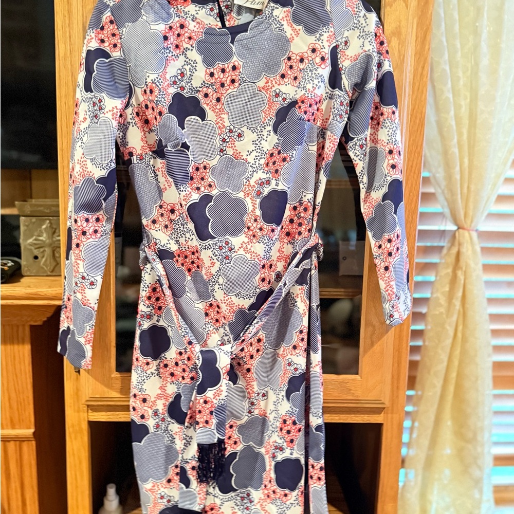 Navy and Pink Floral Maxi Dress